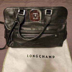 Longchamp Black Leather Turnlock bag